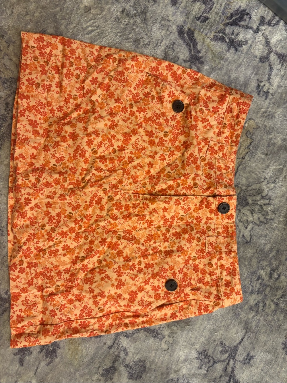 wild fable Orange Floral Button-Accent Mini Skirt